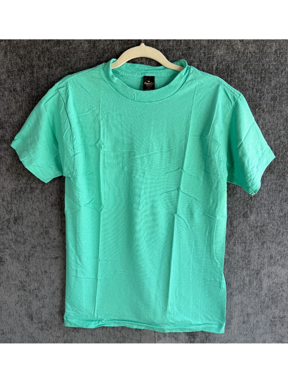 VTG 90s Anvil Black Tag Mens Large Blank T-Shirt Teal Green Single Stitch USA